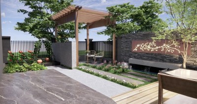 现代庭院花园景观3D模型下载